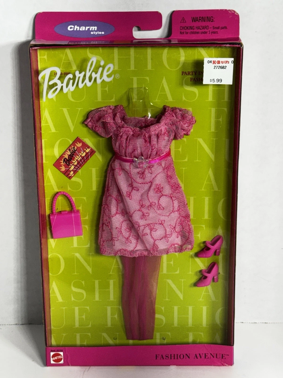 VETEMENTS Barbie Fashion Avenue Charm Stili Festa In Rosa Vintage 1999 Nuovo In Confezione