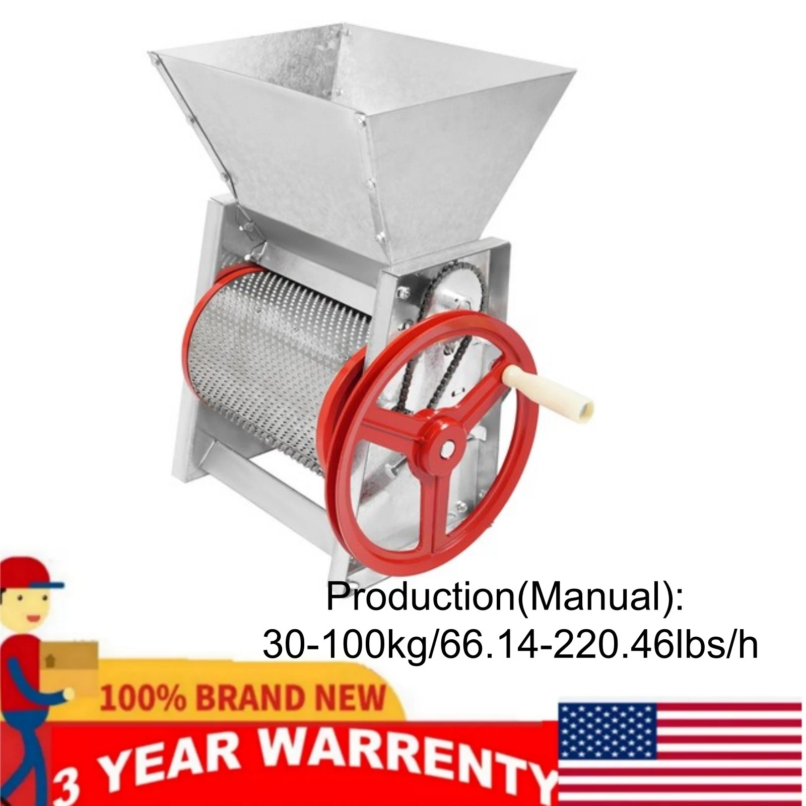 30-100kg Coffee Bean Peeling Machine Sheller Manual Fresh Coffee Bean Peeler US