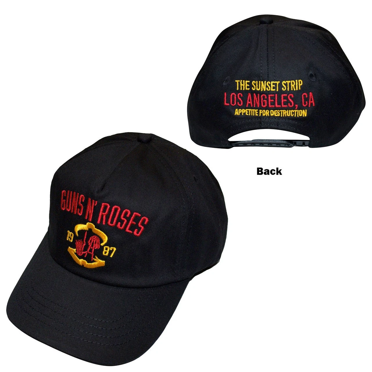 Guns N Roses - Sunset Strip '87 - Black OSFA Snapback Baseball Cap