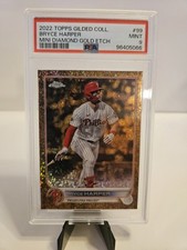 Topps 2022 Gilded Collection Bryce Harper #99 Gold Etch Mini-Diamond /50 PSA 9