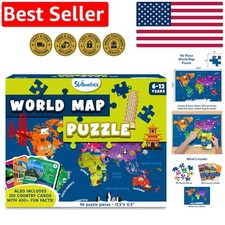 Educational World Map Jigsaw Puzzle - 96 Pieces, Perfect Gift for Ages 6-12