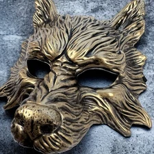 Wolf Mask Gold Plastic Costume Accessory – Adult Size NWT KBW