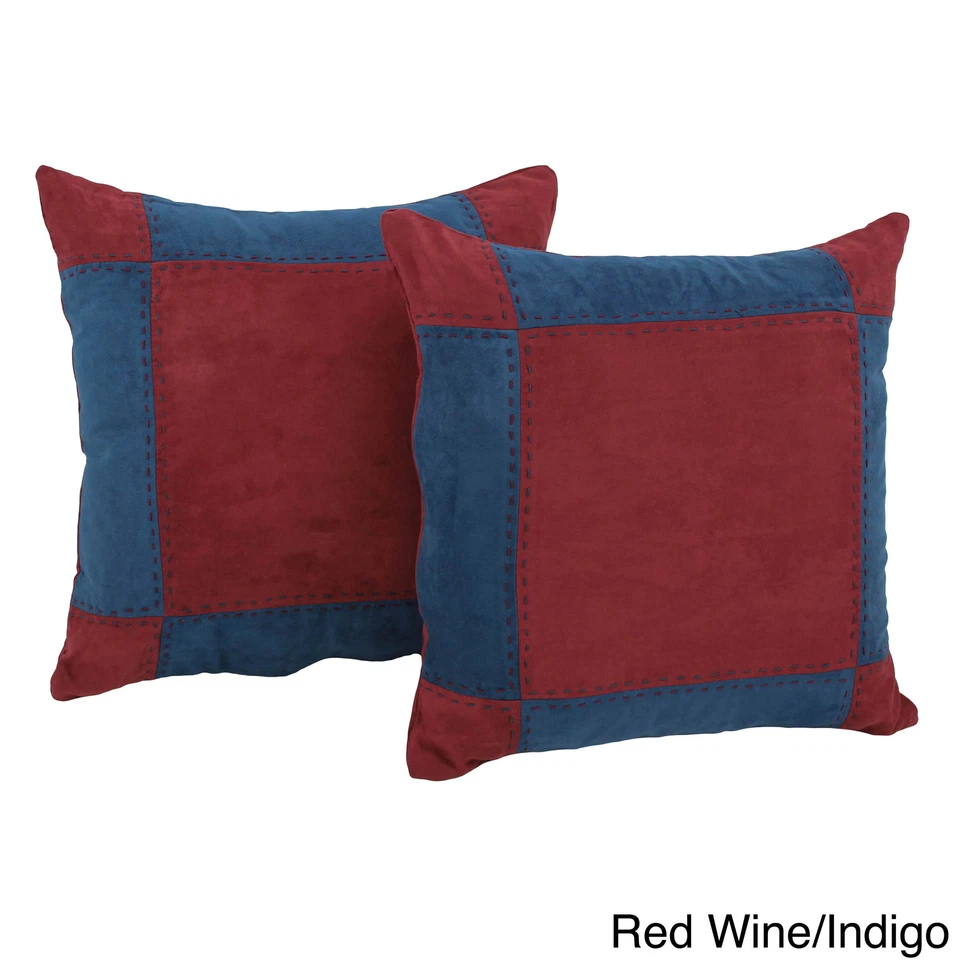 Blazing Needles Patchwork Micro-Suede Throw Pillows (Set of - Image 4 of 4