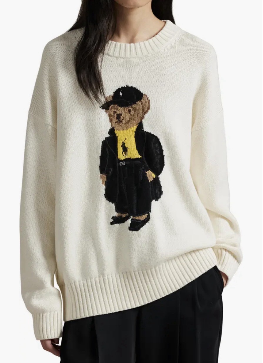 Polo Ralph Lauren Cotton Cream Polo Bear Sweater Womens Size XL thumbnail 2