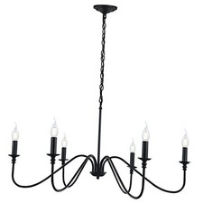 Chandelier,6-Light Rustic Industrial Iron Chandeliers for Dining Room Black