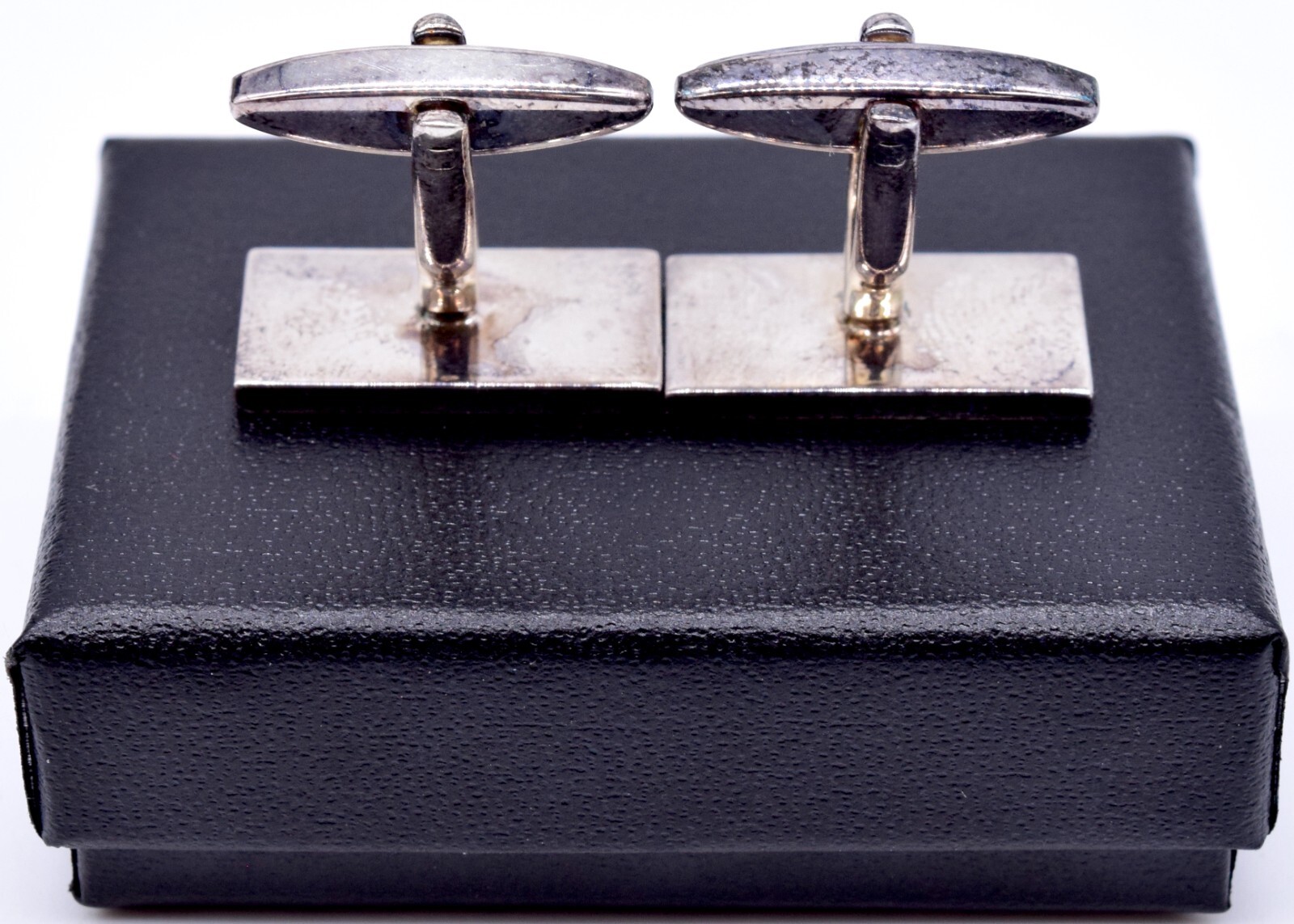 Sterling Silver Rectangle Cufflink Pair Gift Boxe… - image 3