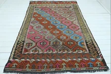 Vintage Turkish Nomads Rug, Wool Kilim, Teppich 67"X101" Area Rugs, Kelim Carpet