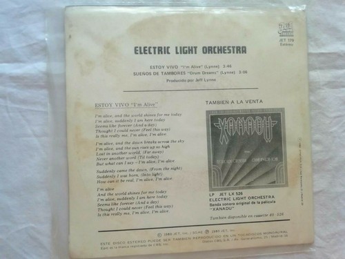 Xanadu Electrc Light Orquestra Disco Vinilo Single Banda sonora original - Imagen 3 de 4