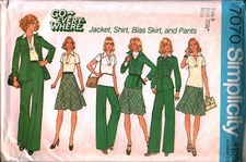 7070 Vintage Simplicity Sewing Pattern Misses Jacket Pants Pullover Shirt Skirt