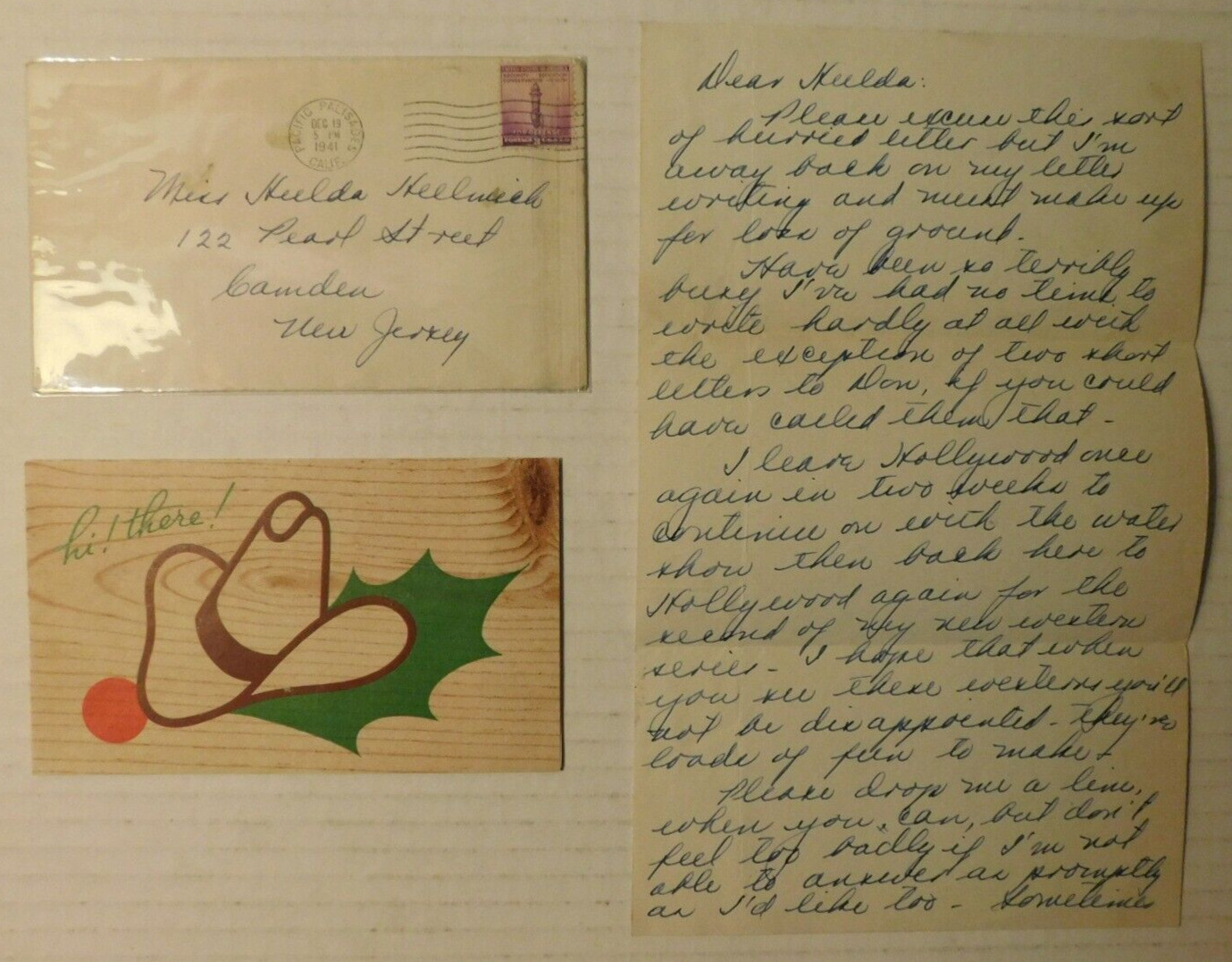 Buster Crabbe (Flash Gordon) signed letter 1940's