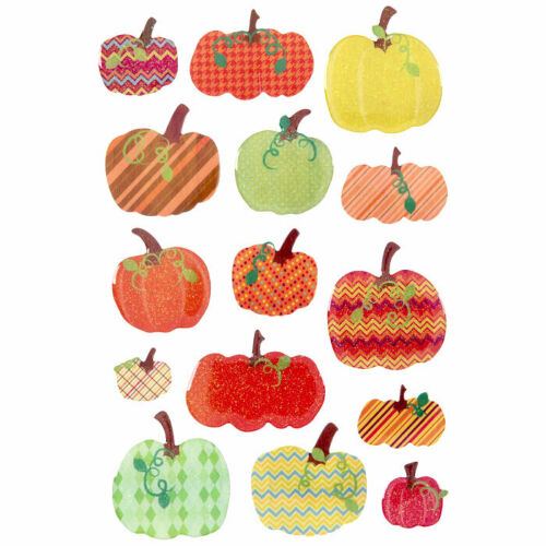 Fall Harvest Epoxy Patterned Sparkly Pumpkin Stickers Papercraft Planner Journal - Afbeelding 1 van 1