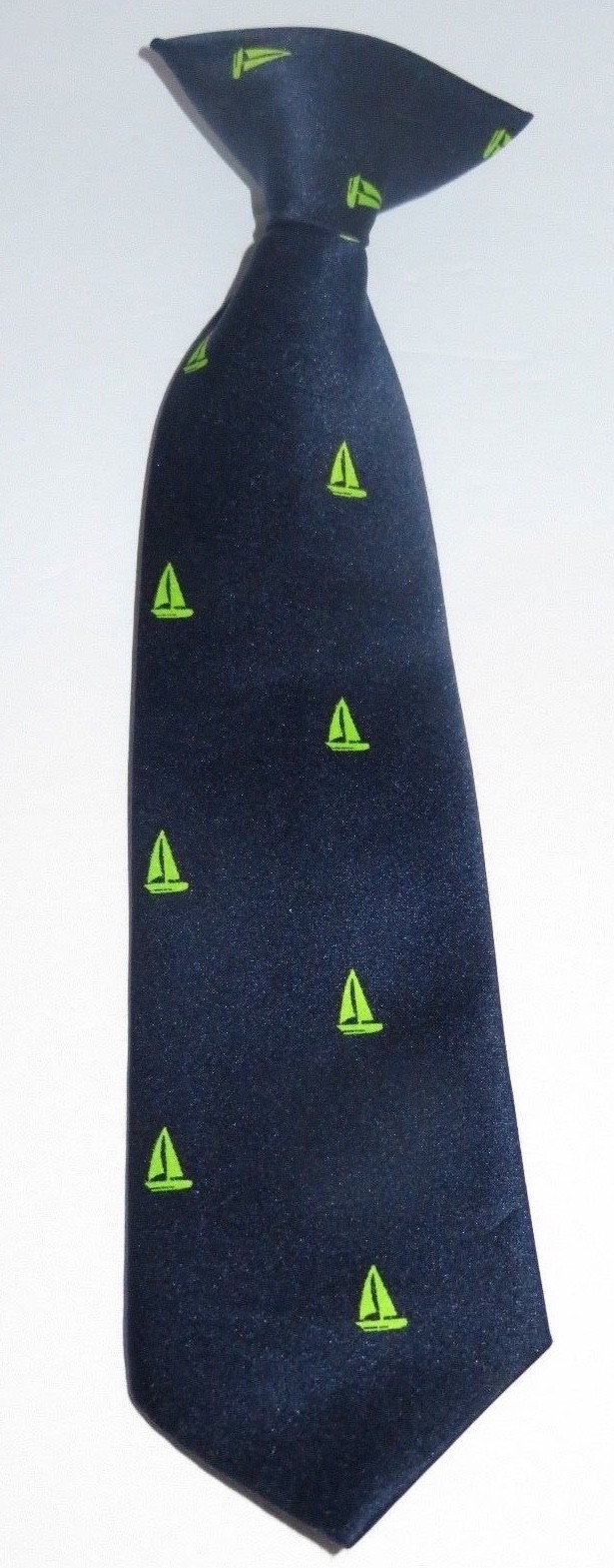 Cherokee Navy Blue Green Sailboat Clip On Necktie for Boys 2T-5T