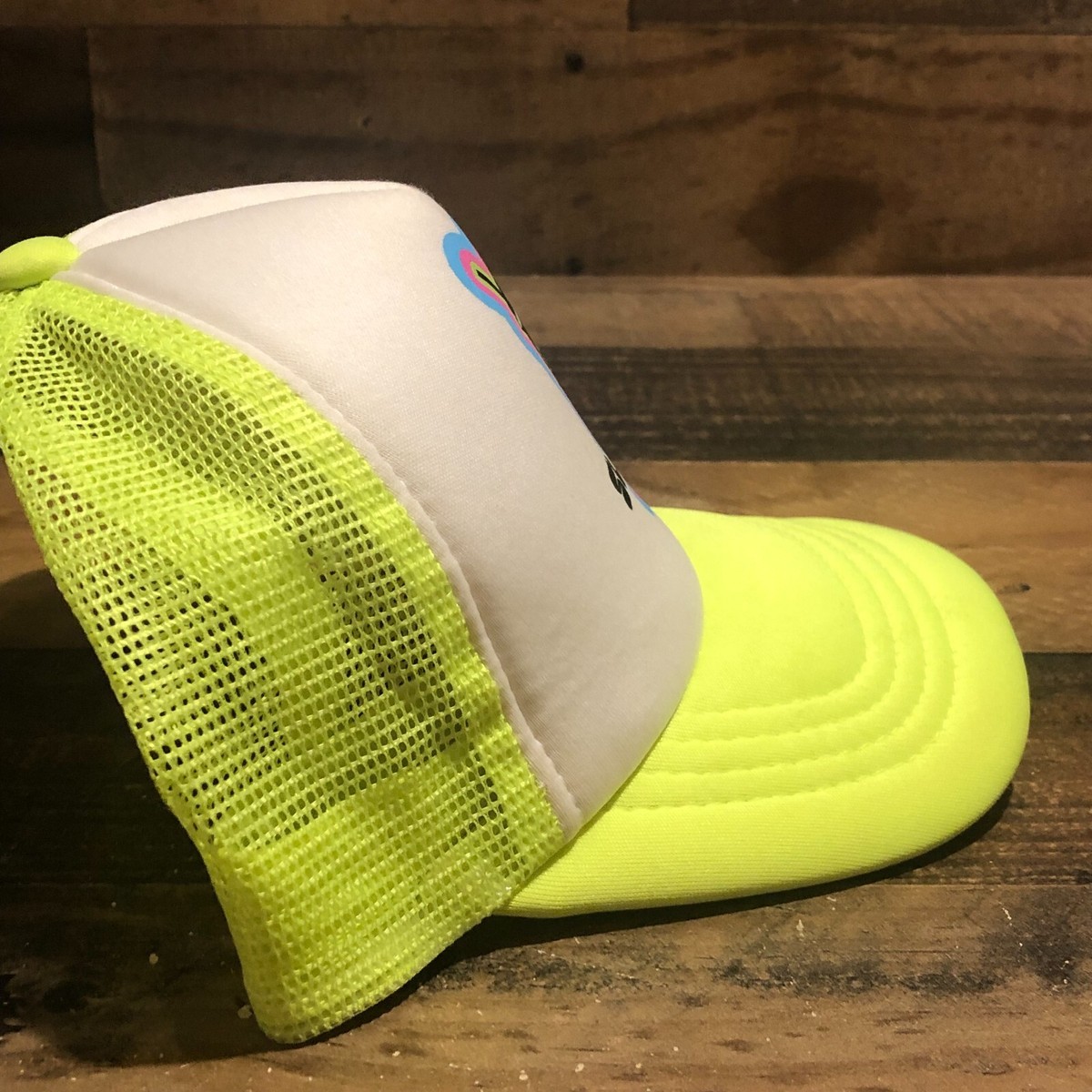 Slurpee Hat Snapback Trucker Cap Mens White Neon Yellow Mesh Back