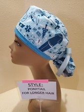 Everything medical Women's Ponytail Surgical Scrub Hat/Cap Handmade