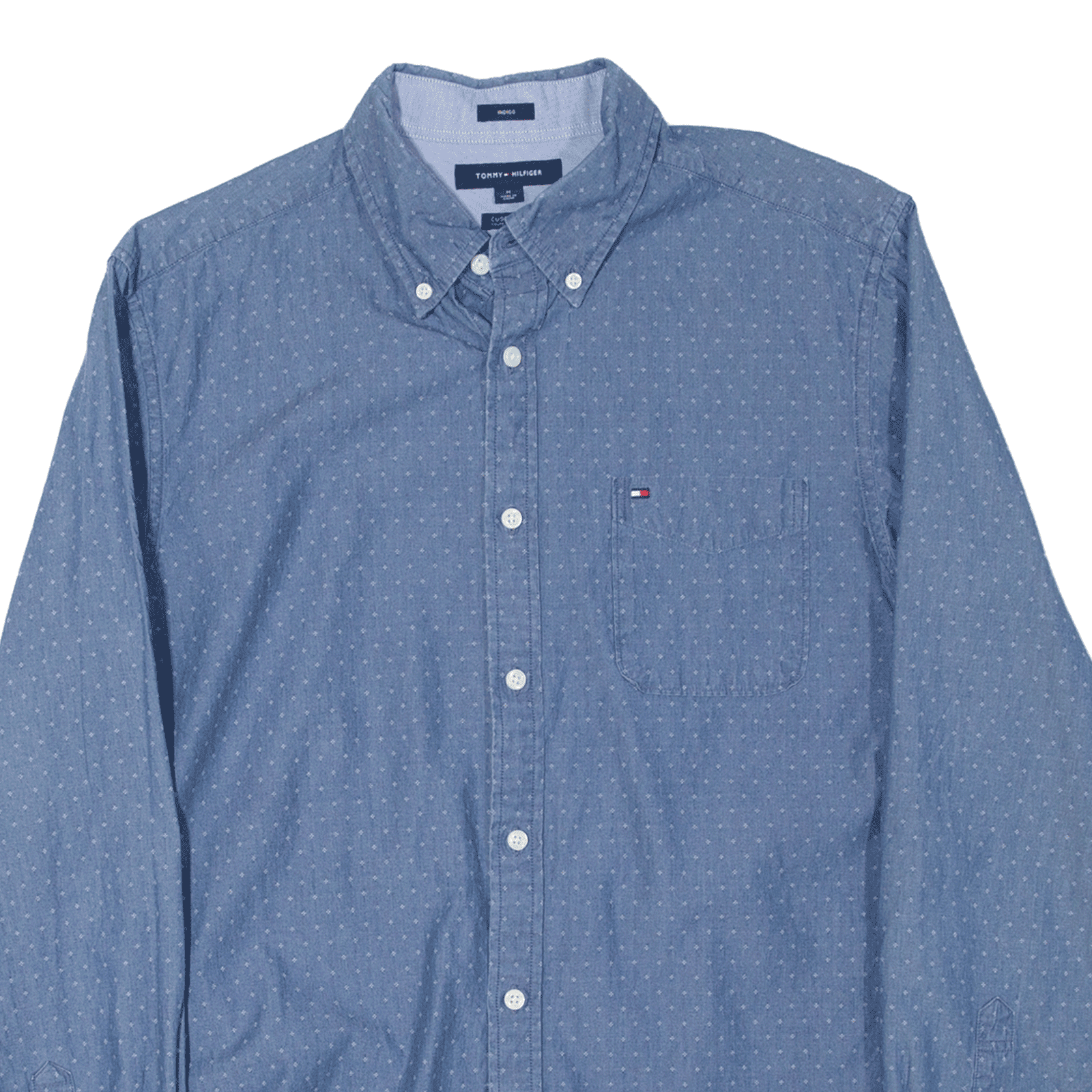 TOMMY HILFIGER Indigo Shirt Blue Long Sleeve Mens M eBay
