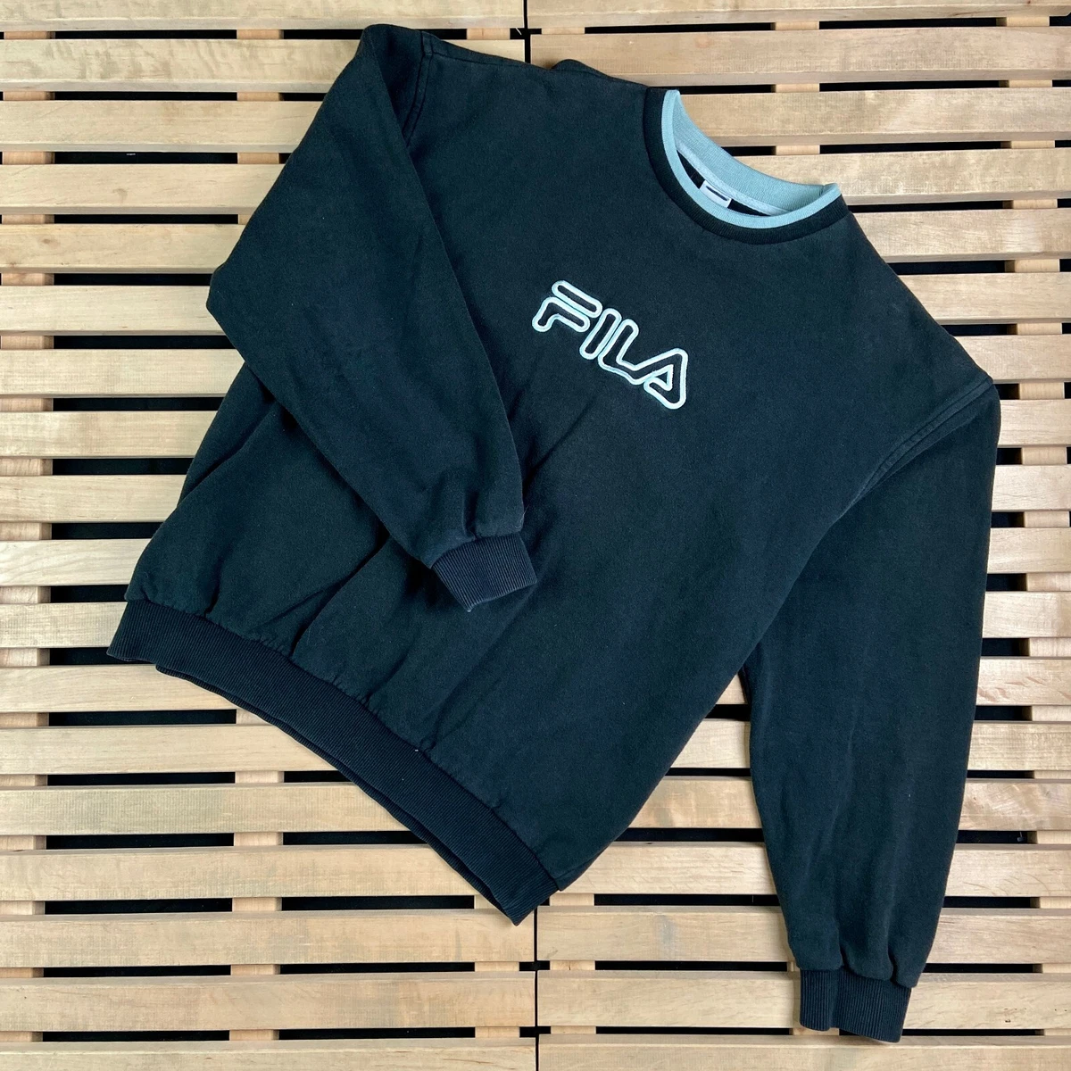 publiek Bad Springen Mens Sweatshirt Fila Vintage Big Logo Size XL | eBay