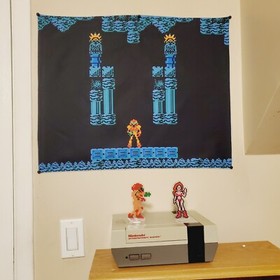 Metroid mousepad +  tapestry Samus Aran banner wall flag retro Nes game room