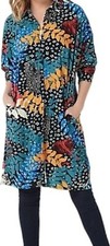 Attitudes Renee Printed Como Jersey Button Tunic Jungle Leaf XS NEW 911