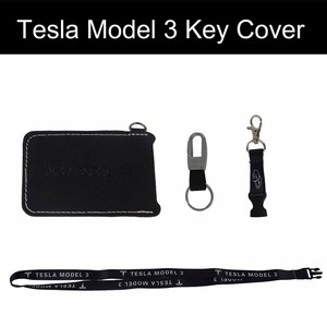 Details About Tesla Model 3 Key Fob Case Key Cover With Keychain And Lanyard Black