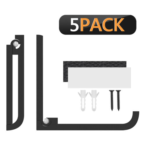 Geekria Foldable Wall Mount Headphones Holder Stand (Black / 5 Pcs) - Picture 2 of 6