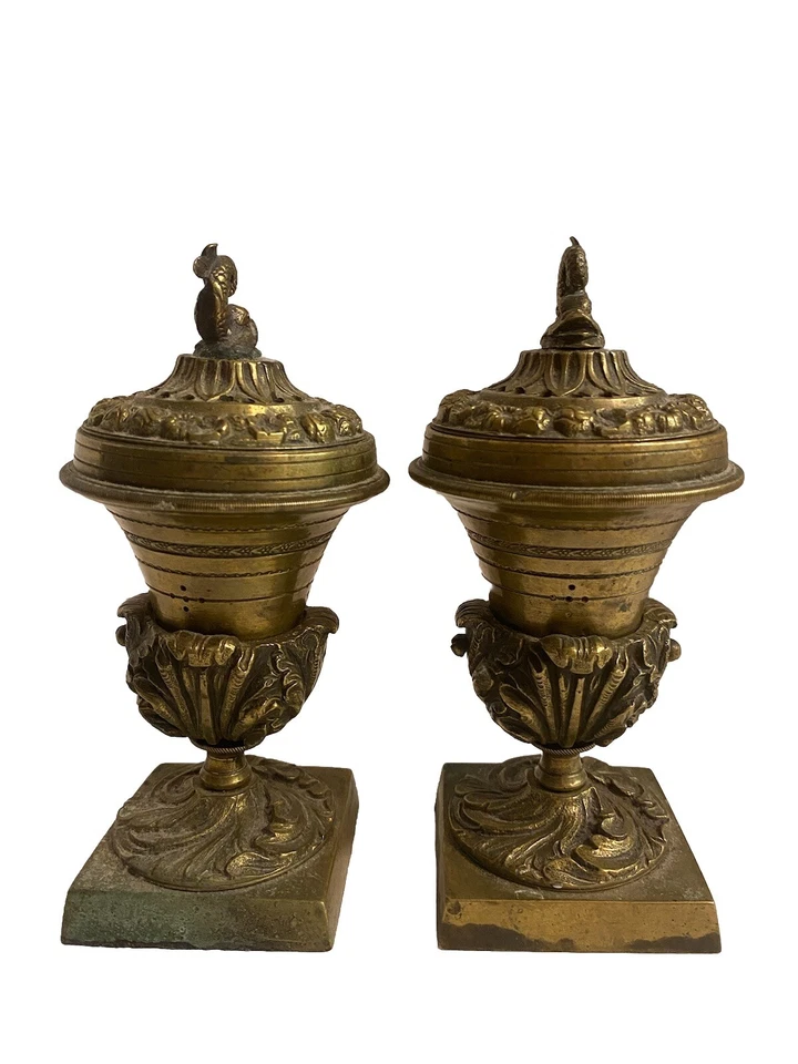 Pair Antique 19th Century Georgian Bronze Urn Form Pastille or Incense Burners - Image 3 of 4
