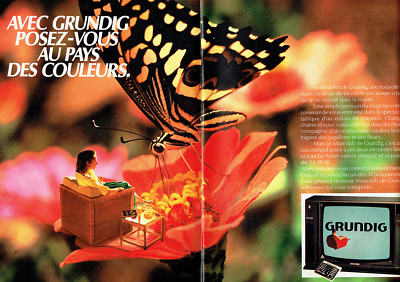 Advertising 088 1984 Grundig Monolith TV (2 Pages) 66 cms