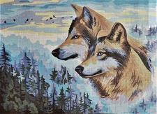 Needlepoint Painted Canvas Gobelin 12999 - Wolves. 24"x32" Collection D'Art