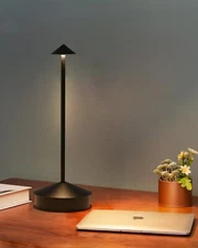 2Pk Aluminum Cordless Table Lamp 6000mAh Rechargeable, Portable Touch LED Black