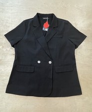 Mint Limit Short-sleeve Dress Suit Blazer Jacket Women Size Large Black Lined