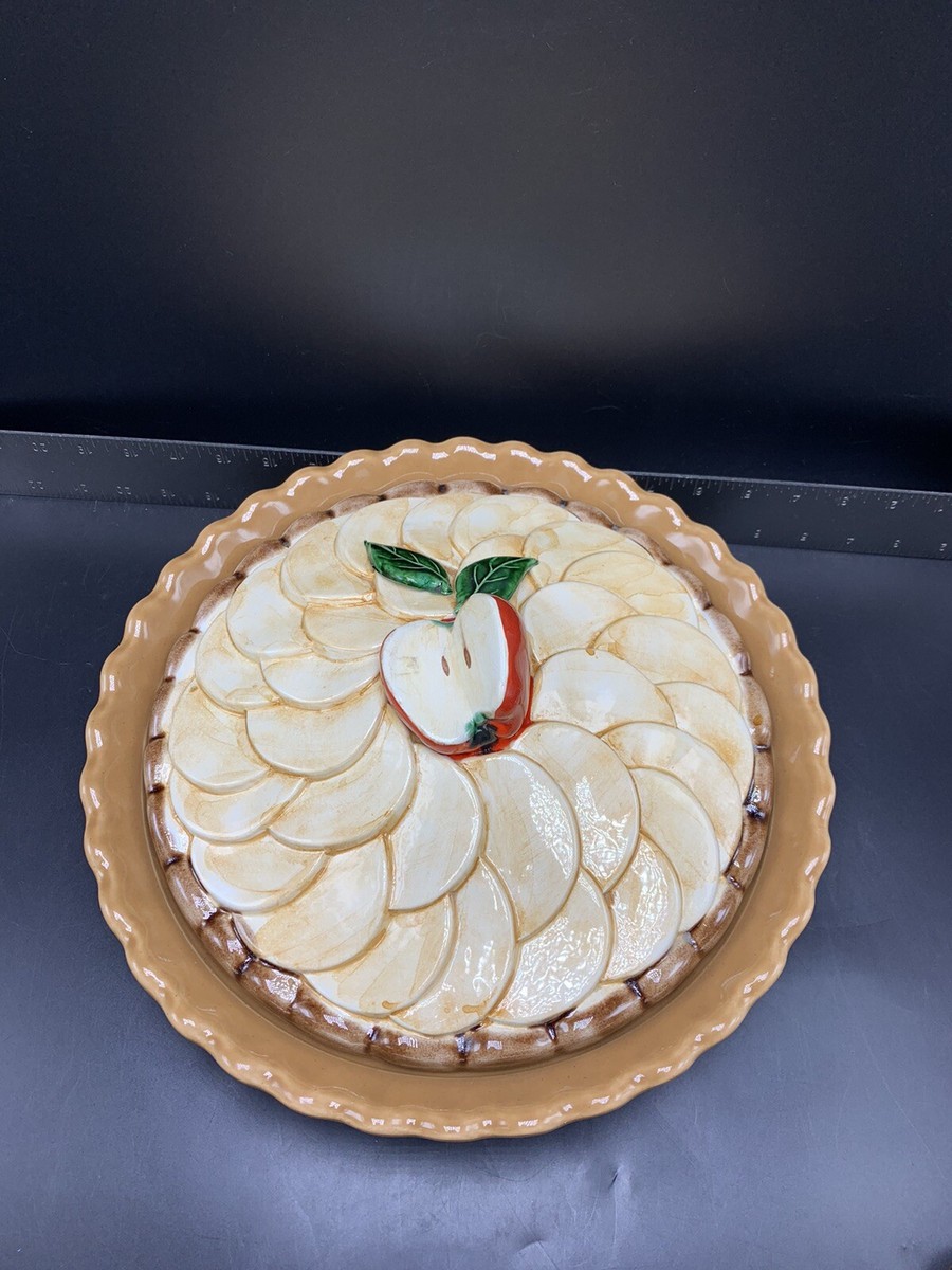 Vintage Treasure Craft Ceramic USA Apple Pie Dish With Lid 13