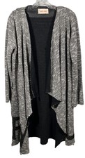 Womens Glittered Black White Long Sleeve Long Cardigan Belt Loops L 100%cotton