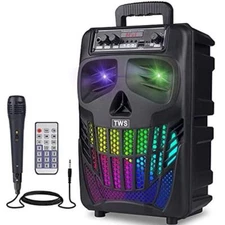 Cool Skull Bluetooth Speaker Portable Wireless TWS FM AUX Input Home Party New