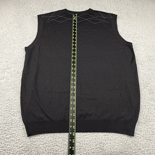 Travis Mathew Vest Mens Large Black Merino Wool V-Neck Pullover Golf Preppy - Picture 7 of 10