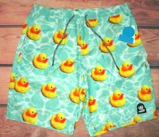 MENS NEFF RUBBER DUCK AQUA GREEN DRAWSTRING HOT TUB SWIM BOARD SHORTS SIZE M