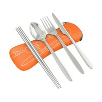 4 Piece Stainless Steel Knife, Fork, Spoon, Chopsticks Lightweight, Travel / Set 4 Piece Stainless Steel Knife, Fork, Spoon, Chopsticks Lightweight, Travel / Set