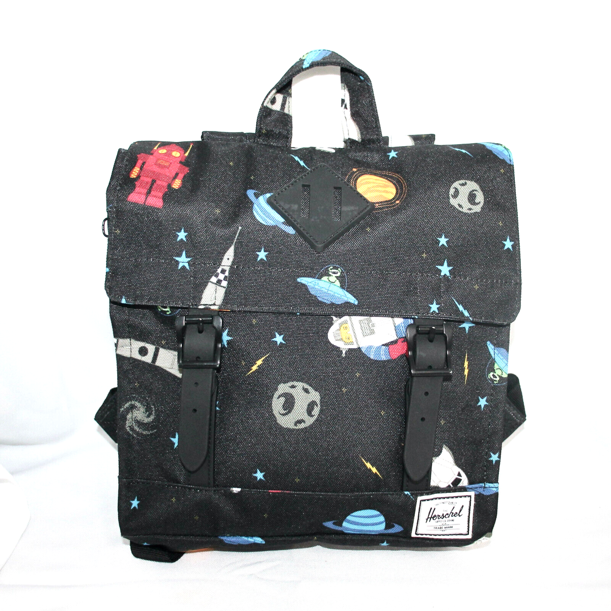 Herschel Supply Co. Survey Kids Backpack Black with Pink & Blue Flowers Herschel Survey Kid main image 2