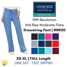 Cherokee Workwear Revolution Moderate Flare Drawstring Scrub Pant | WW120 TALL
