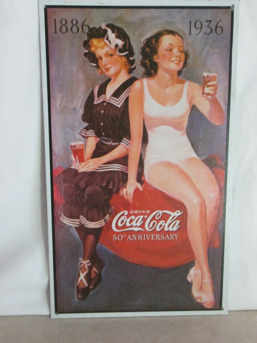1886-1936 Coca Cola 50th Anniversary Tin Sign-Girls in Period
