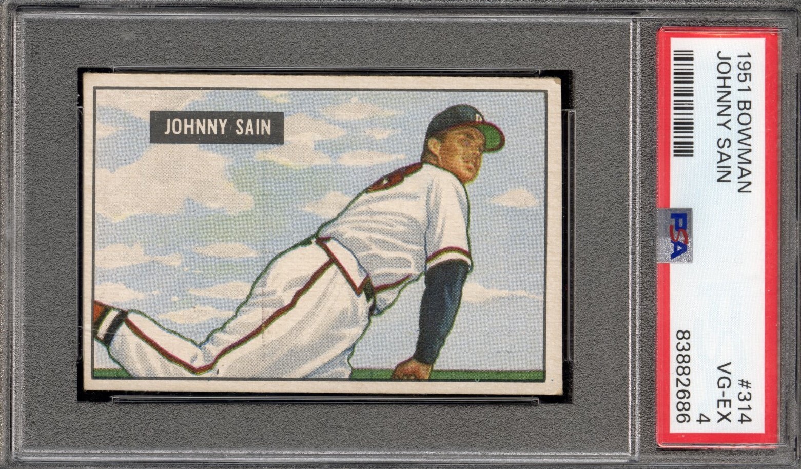 1951 Bowman #314 Johnny Sain - PSA VG-EX 4 - Boston Braves - VSCARDS