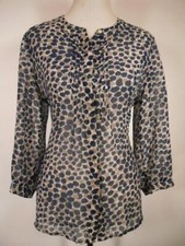 Beautiful Women's Medium Banana Republic Pleated Semi-Sheer Black Floral Blouse