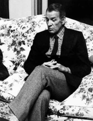 Italian actor Massimo Girotti sitting on a sofa Rome 1970s Old Photo 1