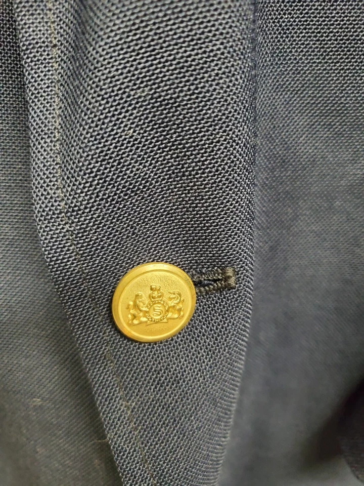 Blazer Abrigo Deportivo Chaqueta Stafford Botones Dorados Azul Marino Mezcla Lana 50R Foto 2 de 4