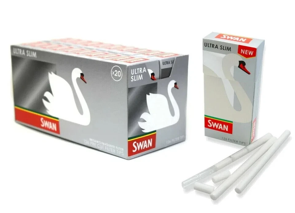 20 x Swan Ultra Slim Filter Tips 126 Tip Per Pack (Full Box) - Image 2 of 3