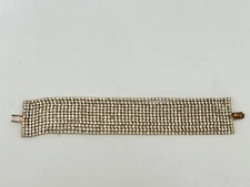Vintage Sparkling Bling 12 Strand Cup Chain 7 Inch GOLD Tone Bracelet 1” Wide