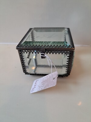 Nicole Miller Home Pewter Beveled Glass Hexagon Shape Mirrored Curio/Trinket Box