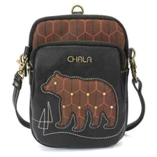NEW CHALA UNI BAG BLACK BEAR CELLPHONE CROSSBODY PURSE RFID PROTECTION