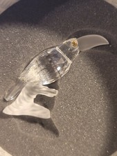 SWAROVSKI SILVER CUT CRYSTAL  2 1/2  TOUCAN BIRD ON BRANCH 1989 MIB COA f4