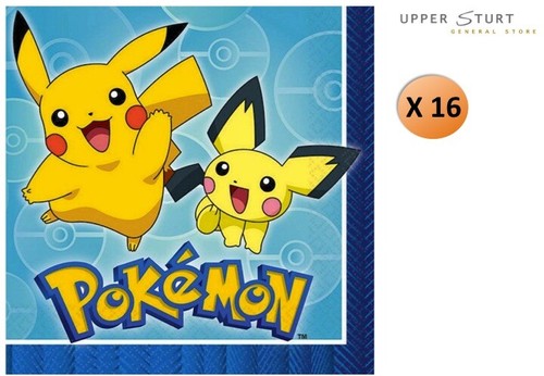 Pokemon Lunch Napkins 16 Pack Paper Party Supplies FAST SHIPPING