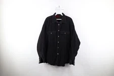 Vintage 90s Streetwear Mens Large Faded Fleece Lined Corduroy Shirt Jacket Black