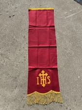 Vintage IHS Liturgical Vestment Pulpit Church Catholic Altar Felt Sign Banner